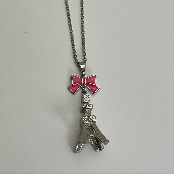 Born to Rule Pink Bow Eiffel Tower Necklace - Picture 4 of 13